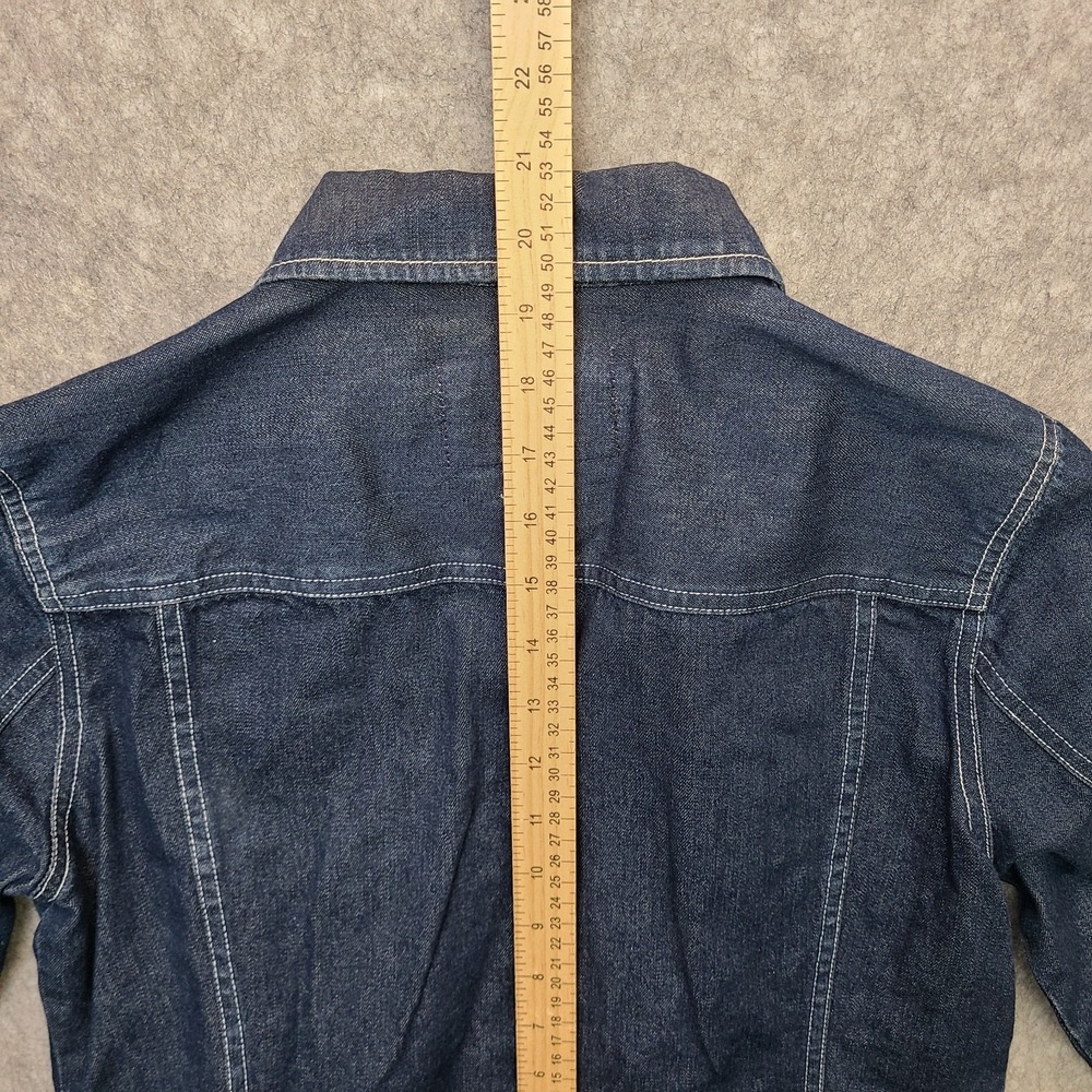 Vintage‎ Lauren Ralph Lauren Trucker Jacket Women's Petite M Blue Denim Y2K - Picture 8 of 10